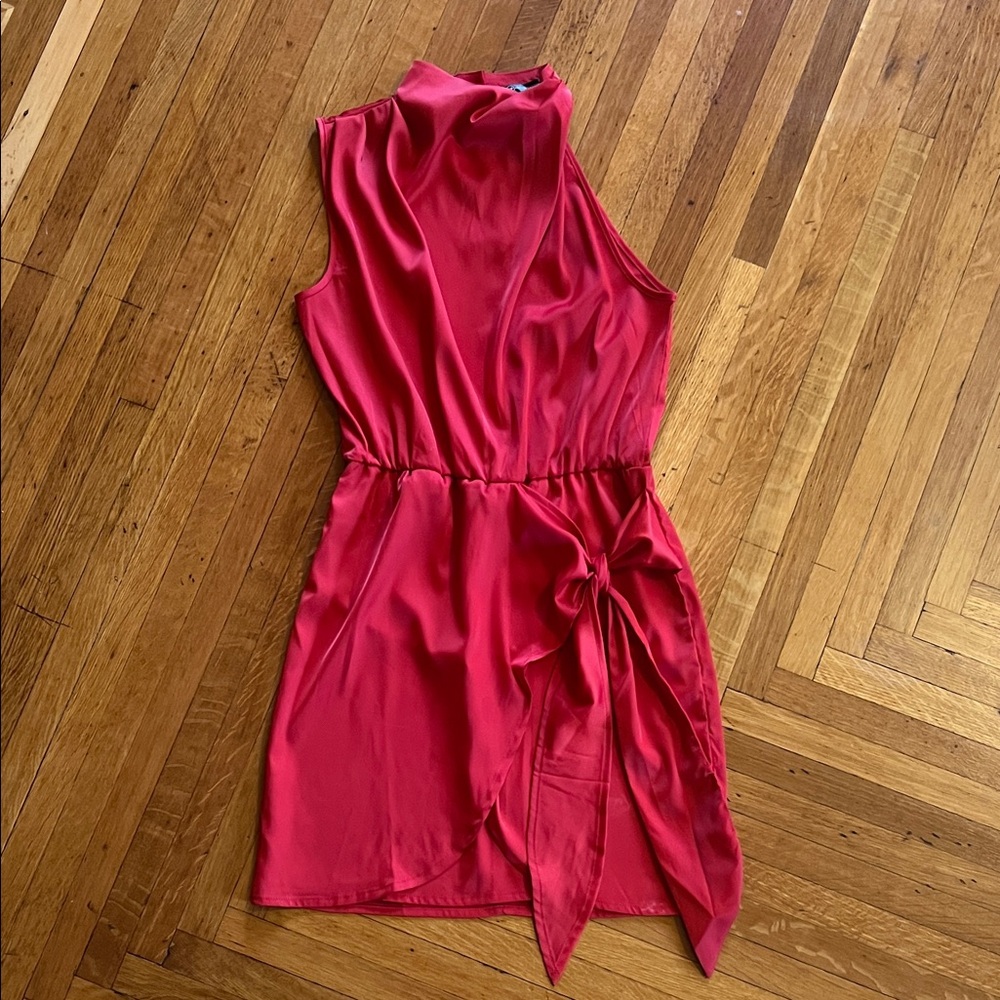 Pretty Garden Red Short Satin Dress